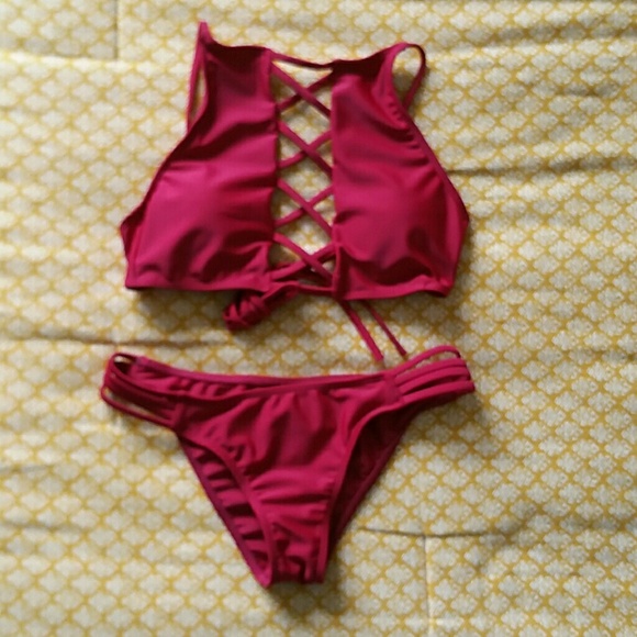 Other - Red set strappy  high neck bikini set
